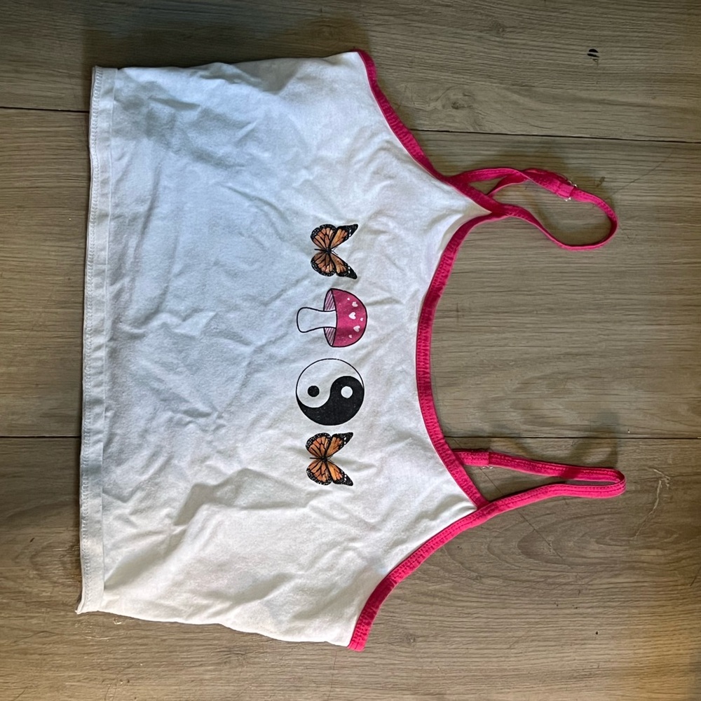 No Boundaries White and Pink Crop Top